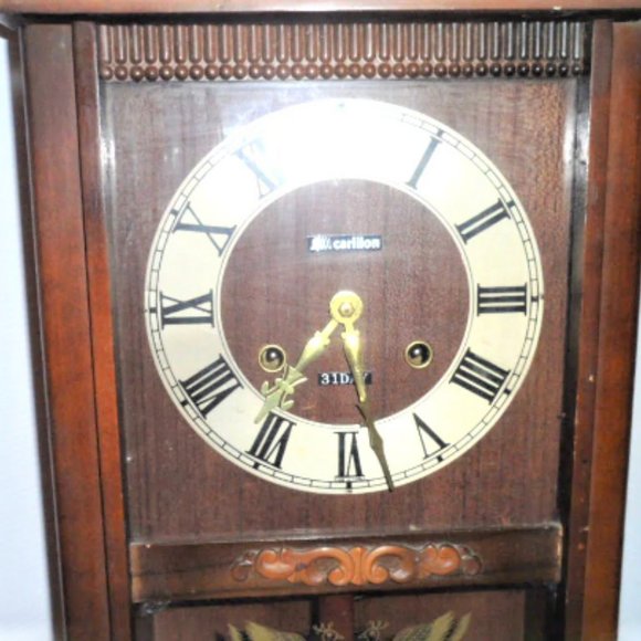 French Mission Antique CARILLON Wall Clock 31 DAY w KEY Chime Fancy Wood Scroll - Picture 2 of 8